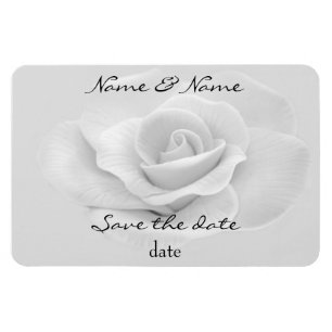 white rose save the date magnet