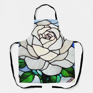 White Rose Stained Glass Apron