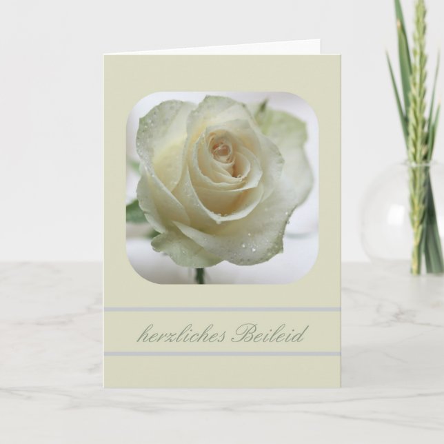 white rose  sympathy card german (Front)