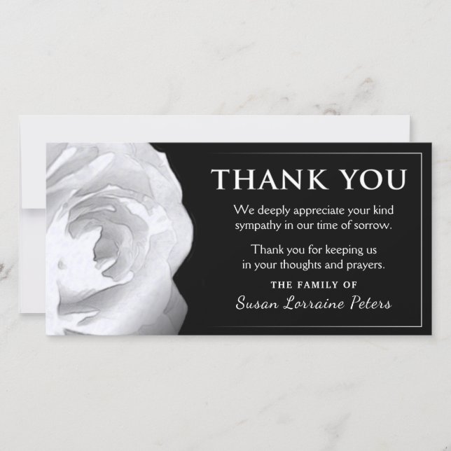 White Rose Thank You Sympathy from Family (Front)