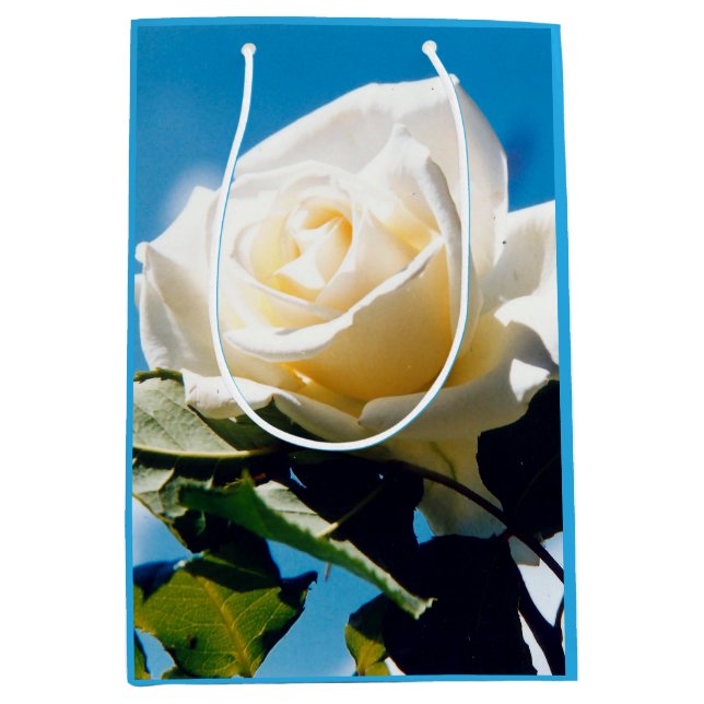 White rose under blue sky   medium gift bag (Front)