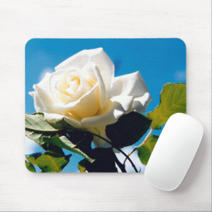 White rose under blue sky mouse pad