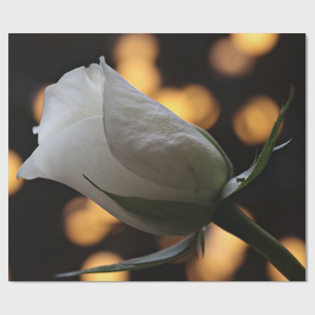 White Rose Valentine's Day Wrapping Paper (Flat)