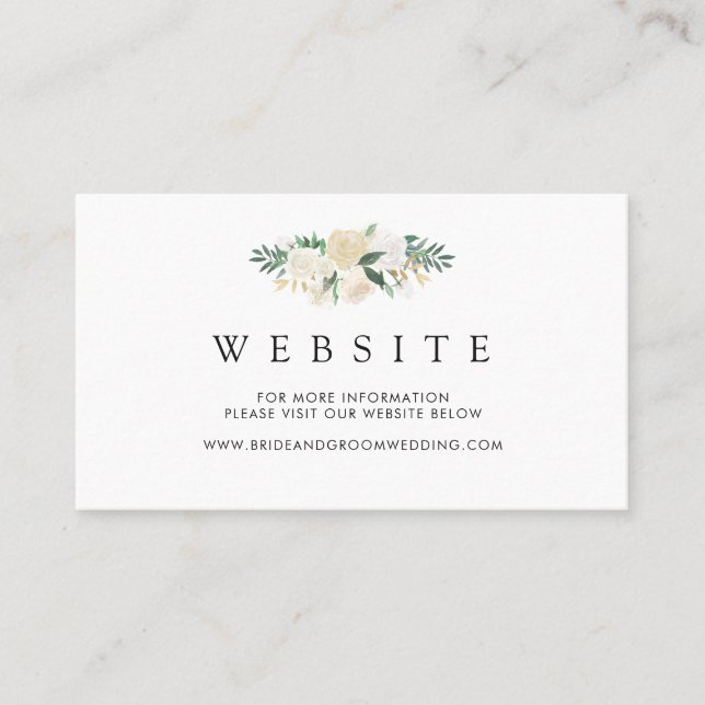 White Rose Watercolor | Website Business Card (Front)