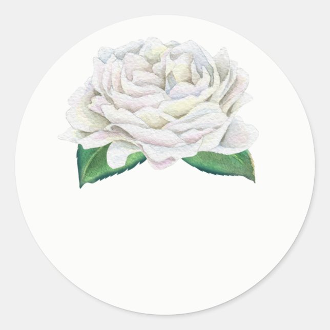 White Rose Wedding Favour Stickers (Front)