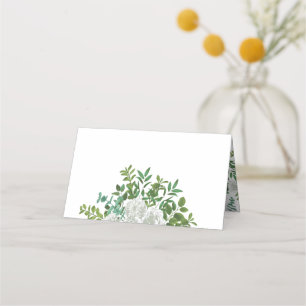 White Rose Wedding Floral Classic Place Card