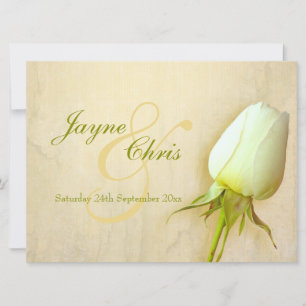 White rose wedding large landscape invitation