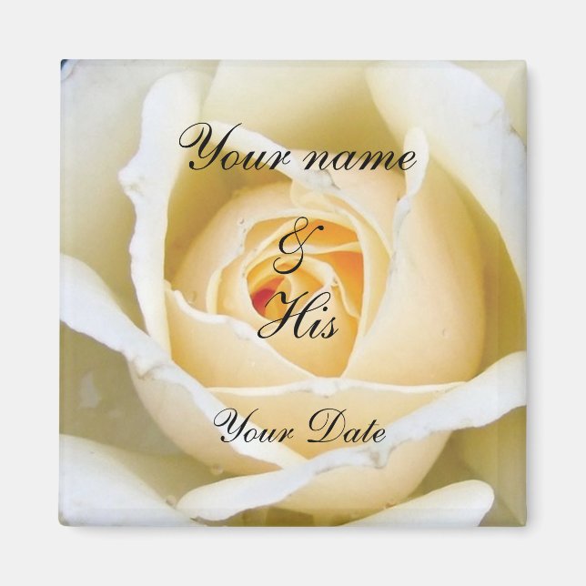 White Rose Wedding Magnet (Front)