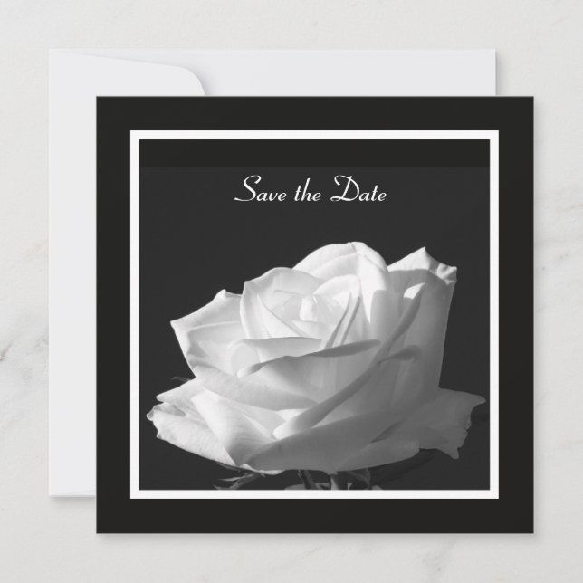 White Rose Wedding Save the Date Invite (Front)