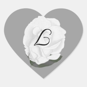 White Rose Wedding Seals, Monogram Stickers