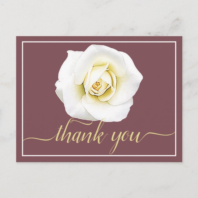 White Rose Wild Ginger Background Thank You Postcard (Front)