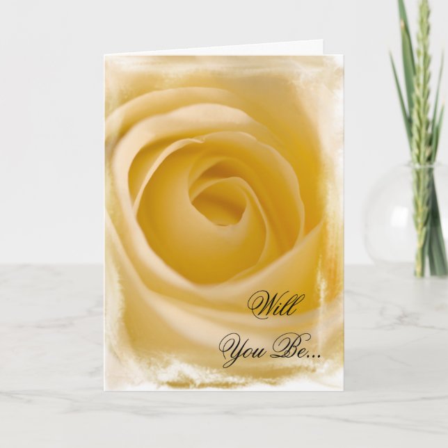 White Rose Will You Be My Bridesmaid Invitation (Front)