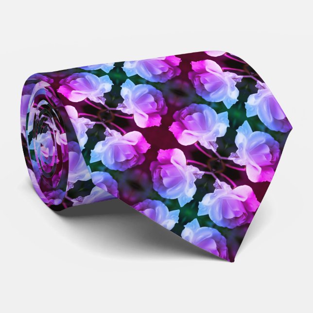 White Rose With Raindrops Abstract Floral Art    Tie (Rolled)