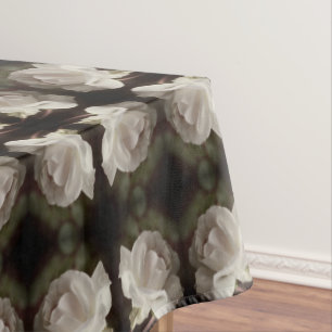 White Rose With Raindrops Abstract Vintage Tablecloth