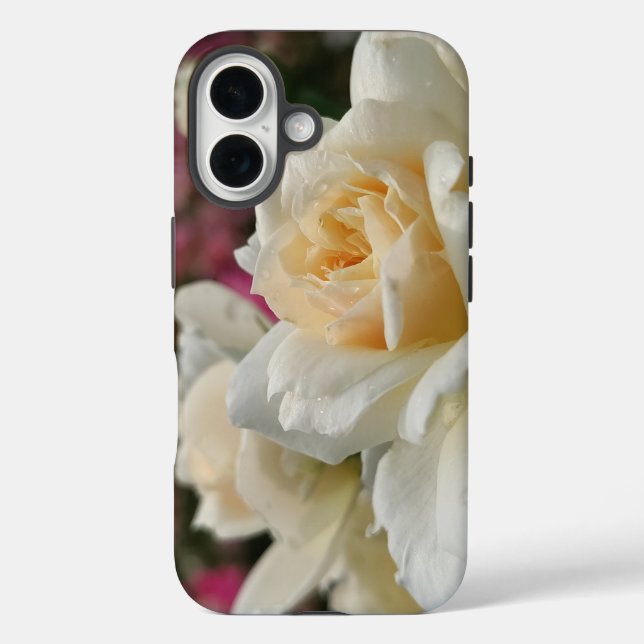 White Rose with Raindrops Case-Mate iPhone Case (Back)