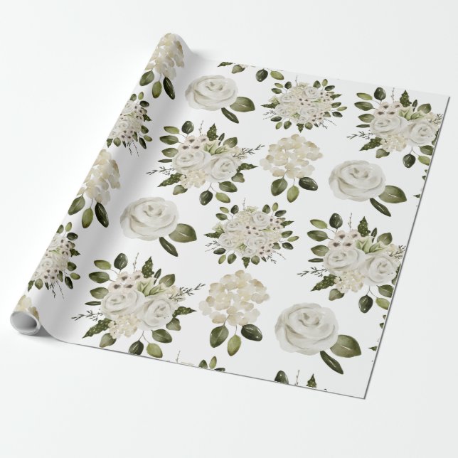 White Rose Wrapping Paper (Unrolled)