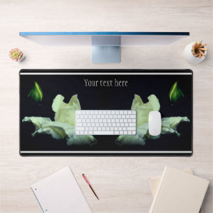 White Rosebud Flower Pesonalized Desk Mat