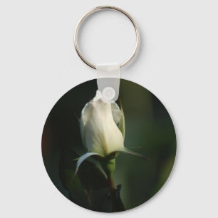 White Rosebud Key Ring