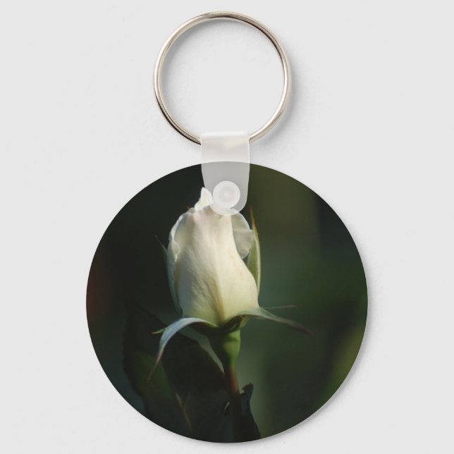 White Rosebud Key Ring (Front)
