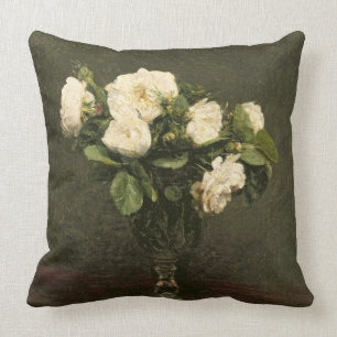 White Roses, 1875 (oil on canvas) Cushion