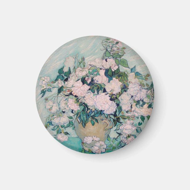 White Roses-1890-Vincent van Gogh   Magnet (Front)