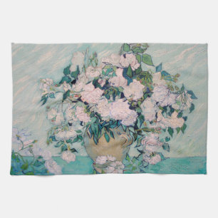 White Roses-1890-Vincent van Gogh Tea Towel