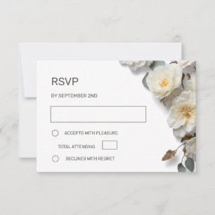 White Roses 3D Flowers RSVP Card