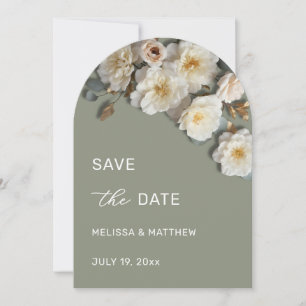 White Roses 3D Flowers Save The Date