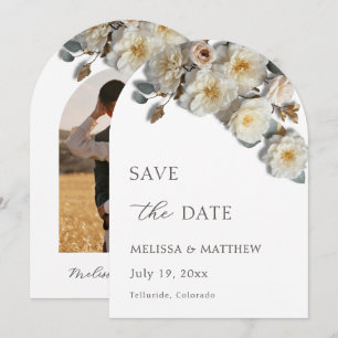 White Roses 3D Flowers Save The Date