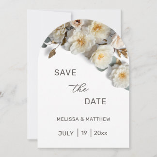 White Roses 3D Flowers Save The Date