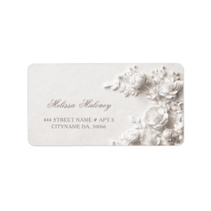 White Roses 3D Flowers    Wedding Label