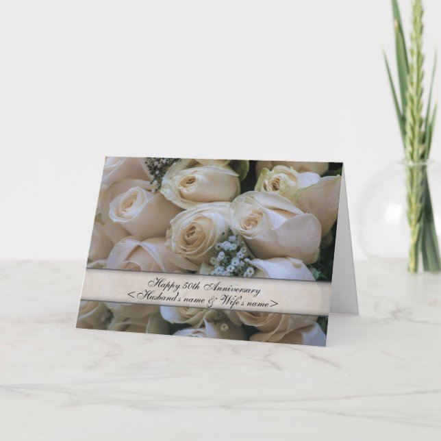 White Roses <50th> Anniversary Card (Front)