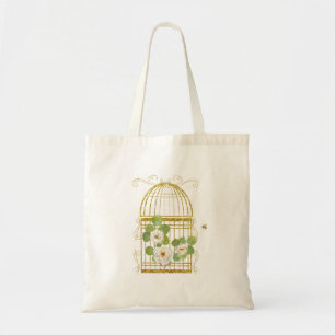 White Roses and A Gold Birdcage Gardener's Tote Ba