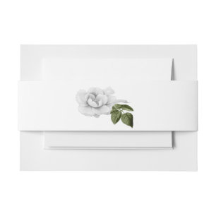 White Roses and Ferns Wedding Invitation Belly Band