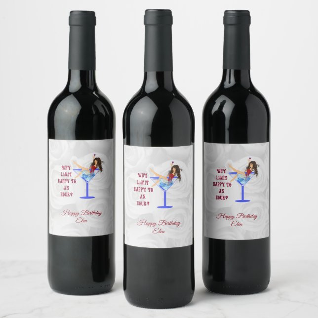White Roses And Girl Wine Label (Bottles)