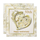 White roses and heart 50th Wedding Anniversary
