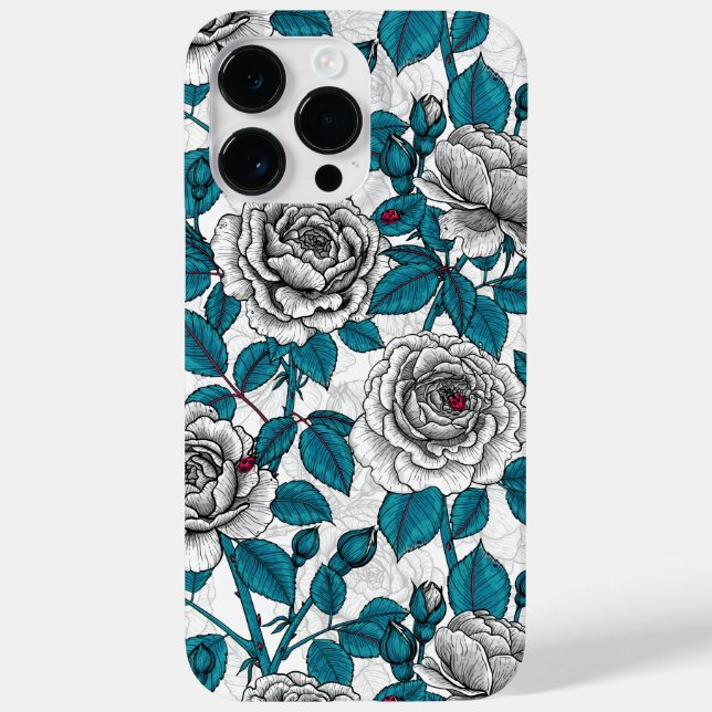 White roses and ladybugs Case-Mate iPhone case (Back)