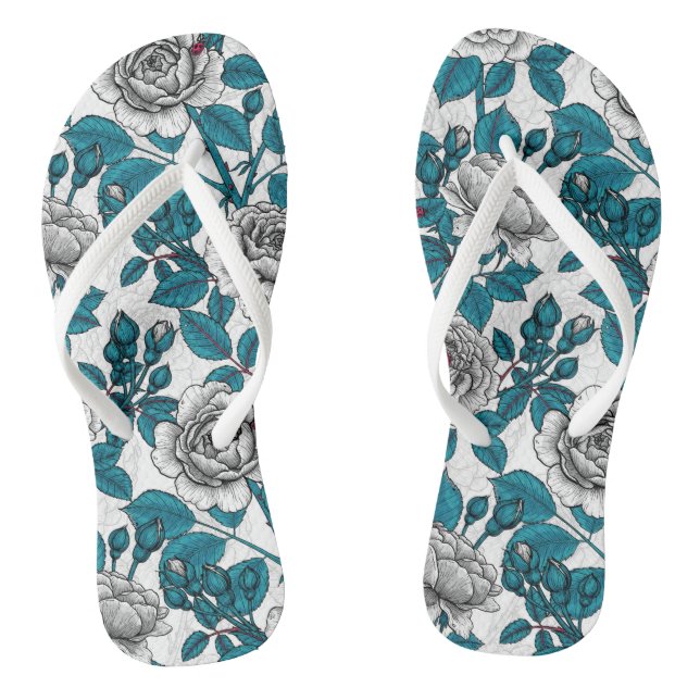 White roses and ladybugs thongs (Footbed)