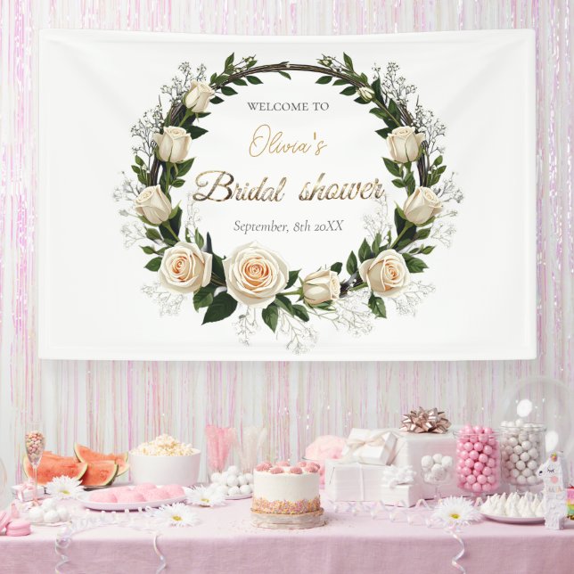 White Roses & Baby’s Breath  Banner (Party)