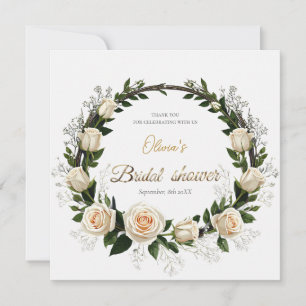 White Roses & Baby’s Breath Favors Thank You Card
