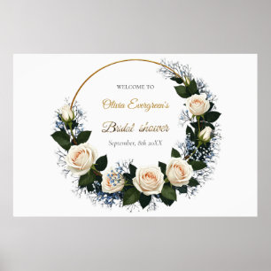 White Roses & Baby’s Breath Welcome Poster