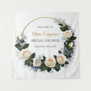 White Roses & Baby’s Breath Welcome Tapestry