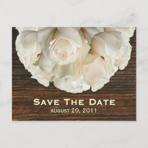 White Roses & Barnwood Save The Date Postcard