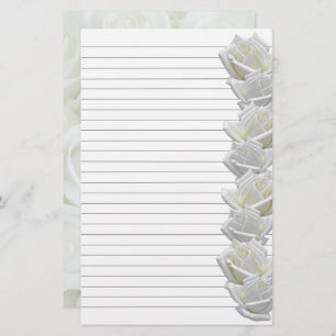 White Roses Border 2 Stationery Lined