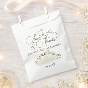 White Roses Bouquet Love & Thanks Bridal Shower Favour Bag