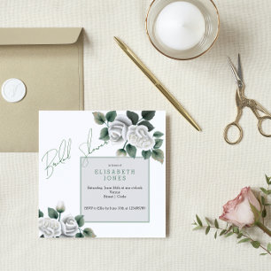 White Roses Bridal Shower Invitation