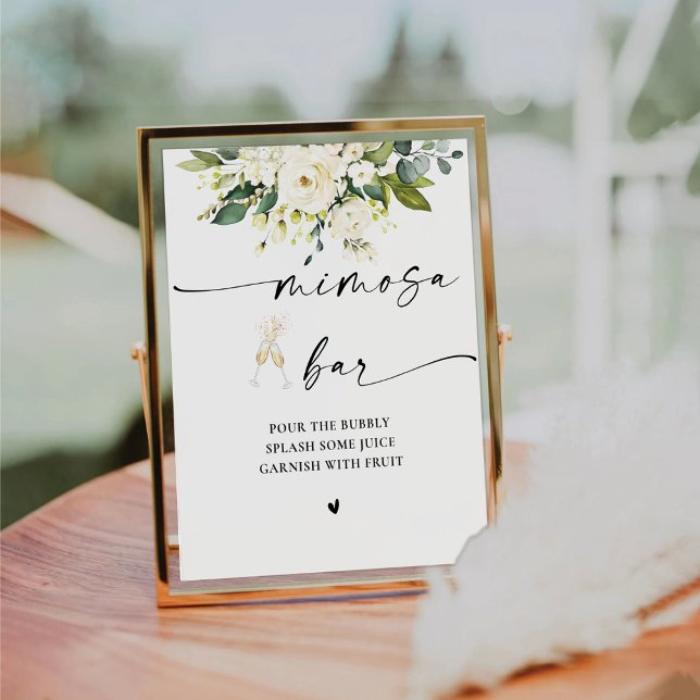 White Roses Bridal Shower Mimosa Bar Sign (Creator Uploaded)