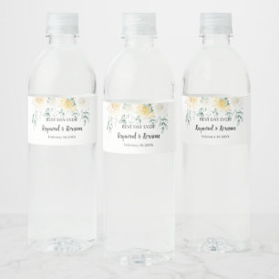 White Roses Bridal Shower Wedding Water Bottle Label