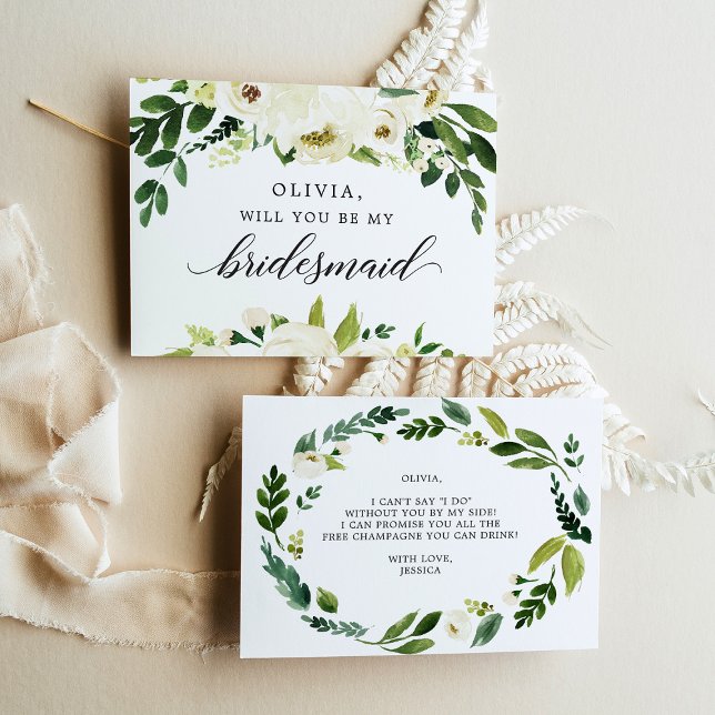 White Roses Bridesmaid Proposal Card (Creator Uploaded)