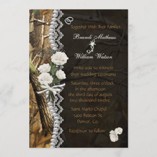 White Roses & Camo Invitation